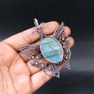 Labradorite Pendant Copper Wire Wrapped Pendant Handmade Jewelry Wire Wrap Butterfly Pendant Wire Wrapped Jewelry Labradorite Copper Jewelry