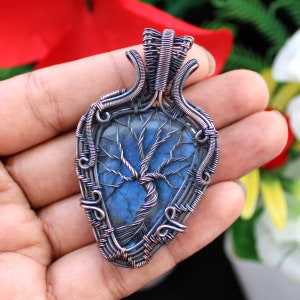 Labradorite Wire Wrapped Pendant Tree of Life Pendant Labradorite Pendant Copper Wire Wrapped Jewelry Handmade Pendant Gemstone Pendant