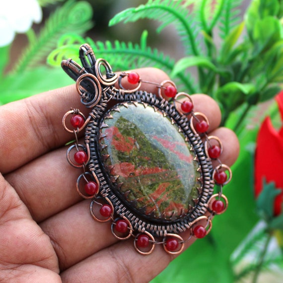 Unakite Copper Pendant Unakite Pendant Unakite Wire Wrapped