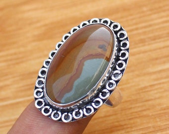 Natural Imperial Jasper  Antique Style Setting Handmade  Jewelry Ring Size 8 US Jewelry Best Gift Sister Gift Mother gift  CA 214