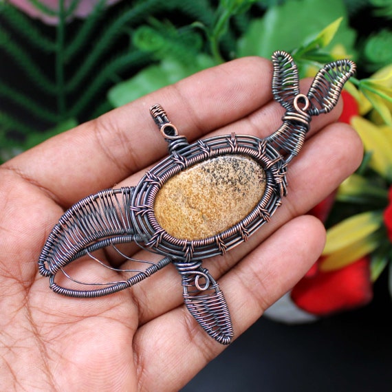 Copper Wire Wrapped Pendant Picture Jasper Pendant Gemstone