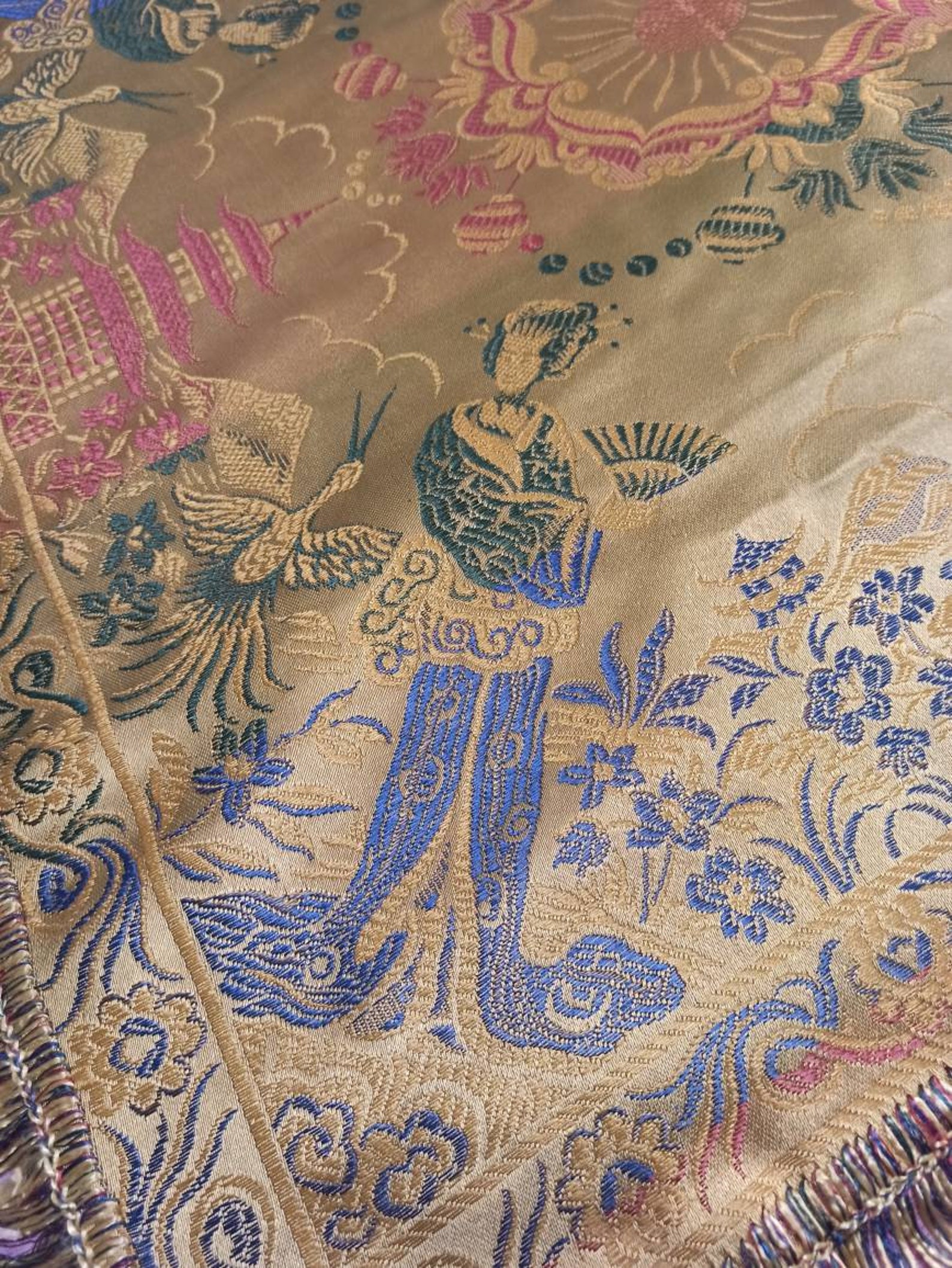 JAPANESE Silk Brocade Shawl c1920s Vintage Shawl Oriental | Etsy