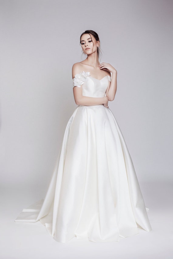 satin wedding dress ball gown