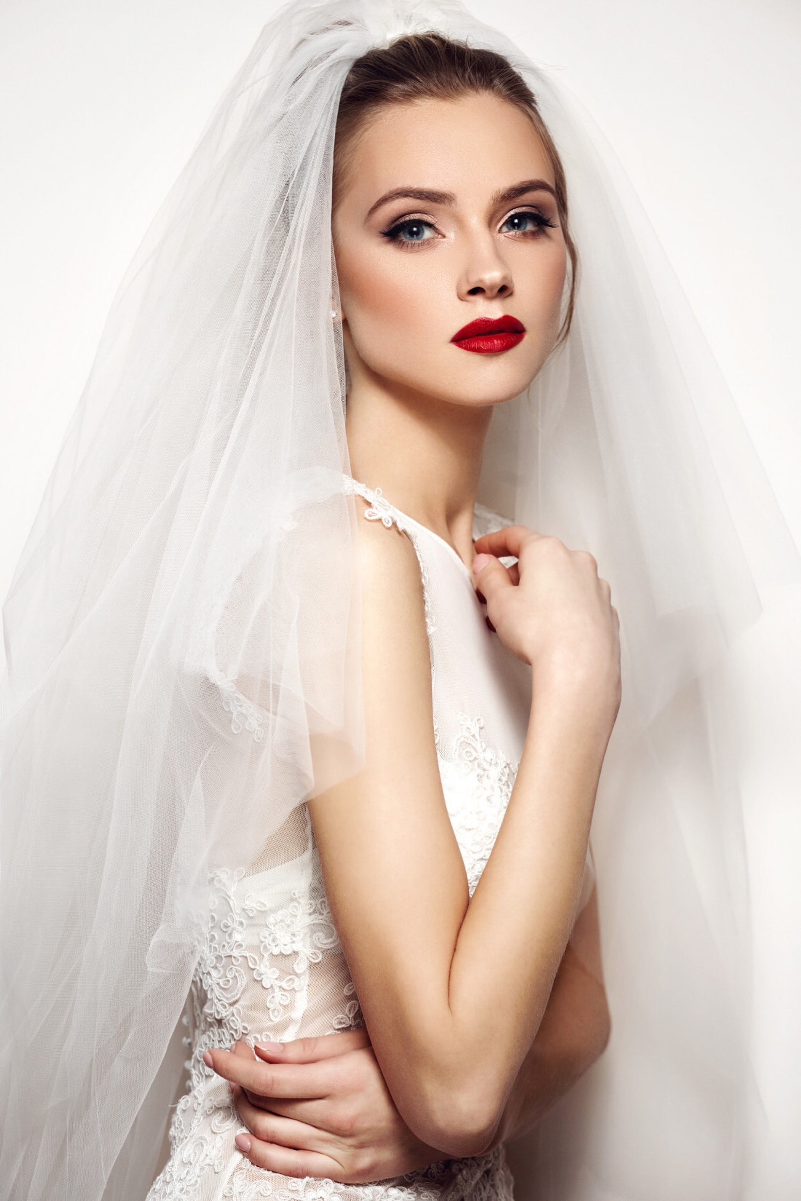 Wedding Veil With Pearls Long Bridal Veil Beaded Wedding Etsy