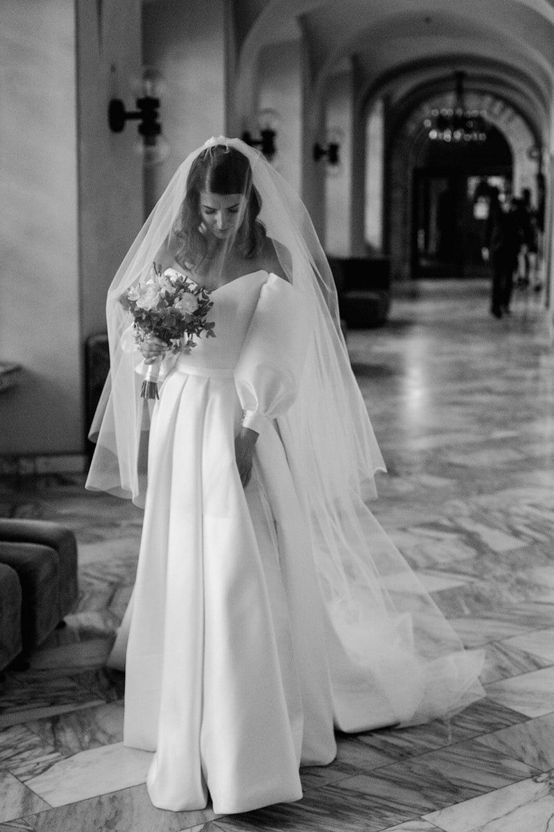 Decor details Luxury satin sleeves Mikado dramatic sleeves Bridal separates Featherweight chiffon sleeves Long Sleeves