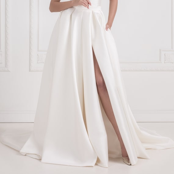 Gonna da sposa in raso Mikado con spacco / Maxi gonna nuziale | Etsy Italia