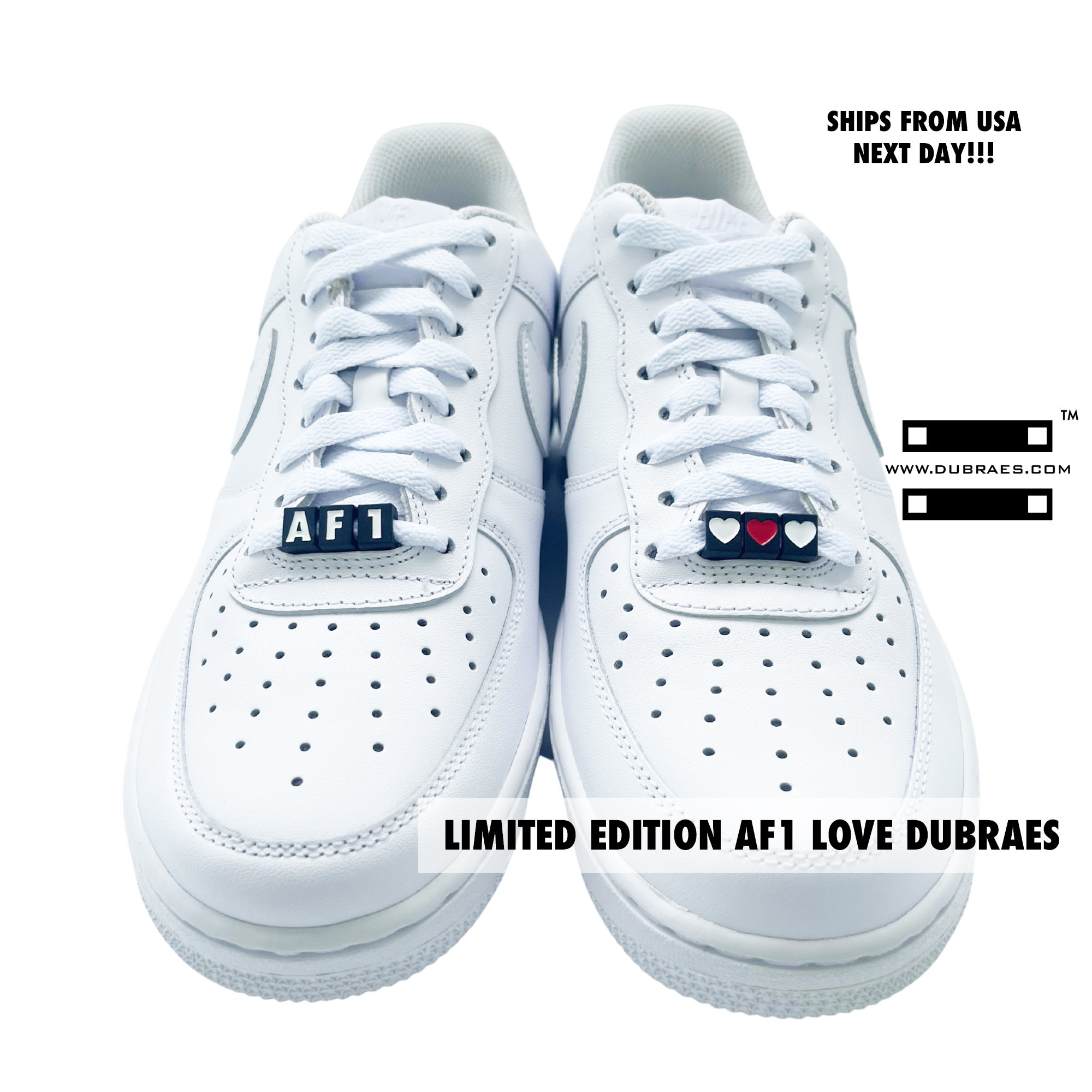AF1 Love Limited Edition Dubraes Lace Tags Dubrae Shoe Charms for