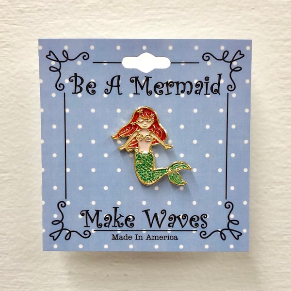 Mermaid Pin, Mermaid Enamel Pin, Mermaids, Ocean, Beach, Waves, Water, Mermaid Tail, Mermaid Art, Personalized Gift