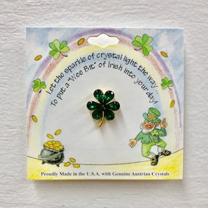 Swarovski Shamrock Pin St. Patrick&#39;s Day Brooch Personalized Gift