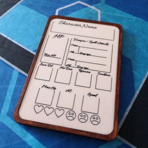 R.P.G. Mini Delux Character stat tracker dry wipe character sheet with genuine hand made buffalo hide leather.