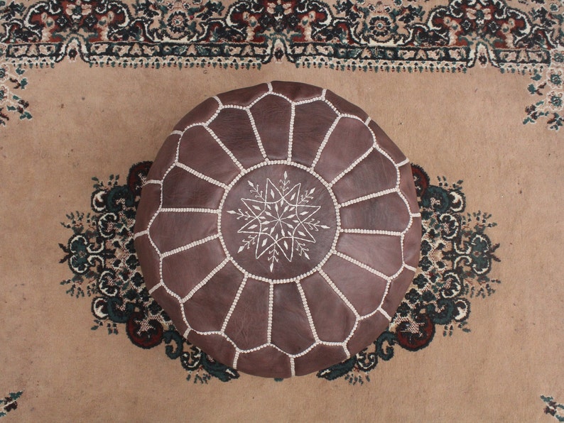 moroccan home decor handmade BROWN Leather pouf Handmade Moroccan Pouf Leather pouf ottoman luxury brown floor pouf