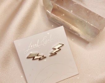 Lightning Bolt Earrings - Sterling Silver & Mother of Pearl Celestial Earrings Jewelry - Gift for Her