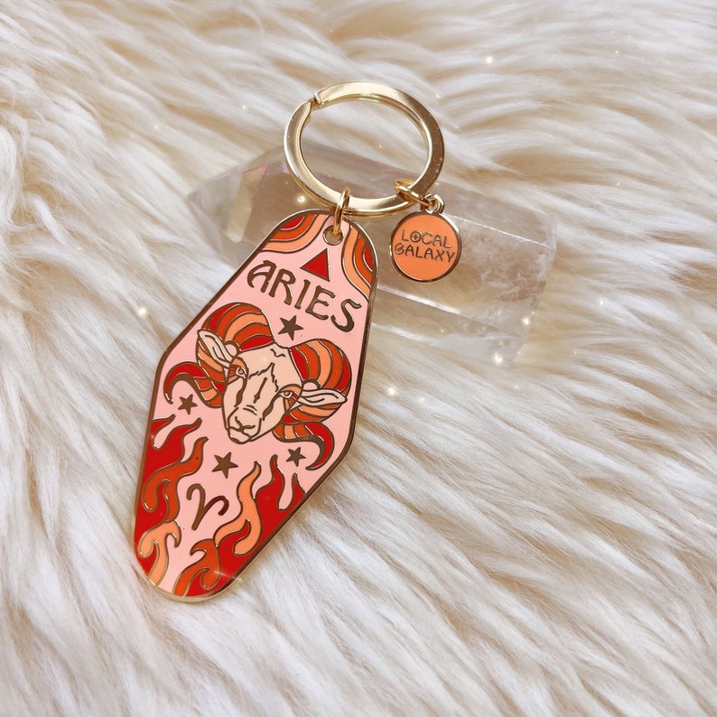 Zodiac Keychain 70s Motel Boho Keychain Zodiac Gifts Aries Taurus Gemini Cancer Leo Virgo Libra Scorpio Sagittarius Capricorn Aquarius image 2