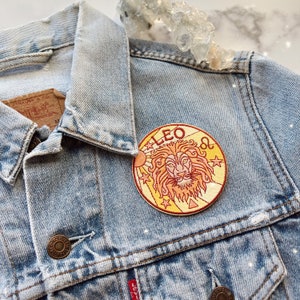 Zodiac Iron On Patch 70s Art Nouveau Boho Embroidered Patches Aries Taurus Gemini Cancer Leo Virgo Libra Scorpio Sagittarius Capricorn image 2