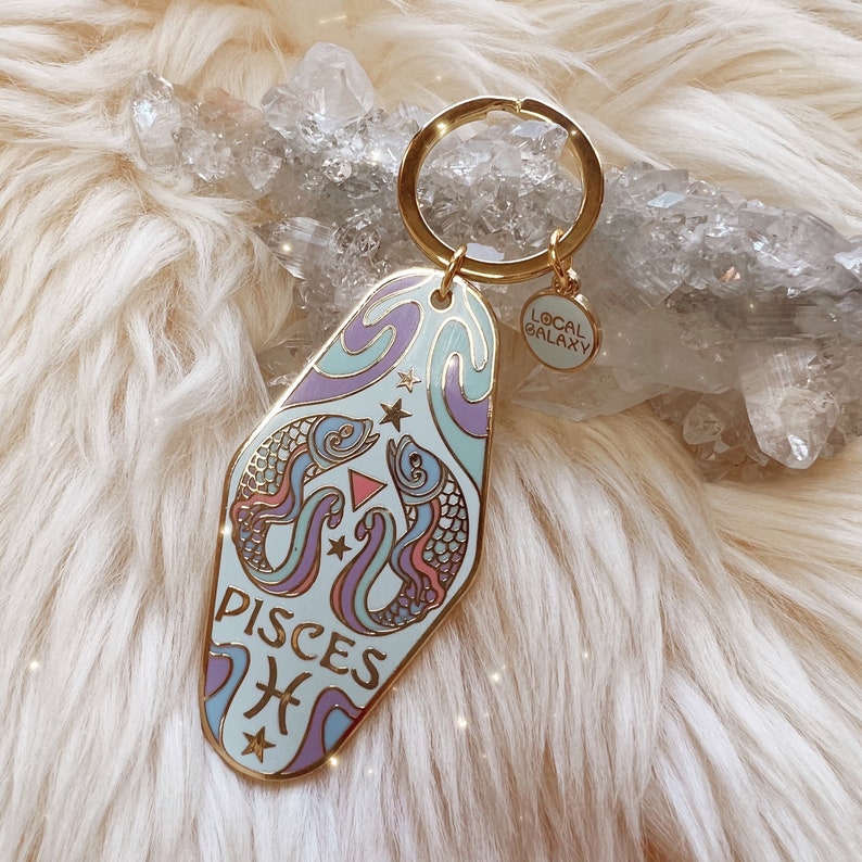 Zodiac Keychain 70s Motel Boho Keychain Zodiac Gifts Aries Taurus Gemini Cancer Leo Virgo Libra Scorpio Sagittarius Capricorn Aquarius image 9