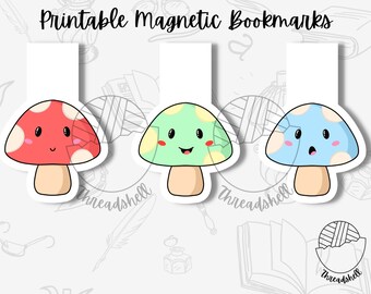 Printable Magnetic Bookmark - PNG - Cute Mushroom