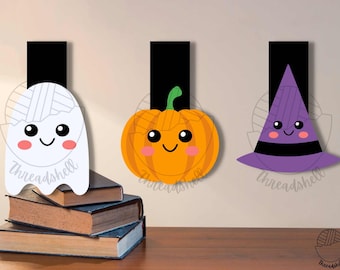 Printable Magnetic Bookmark - PNG - Halloween - Ghost - Witch Hat - Pumpkin