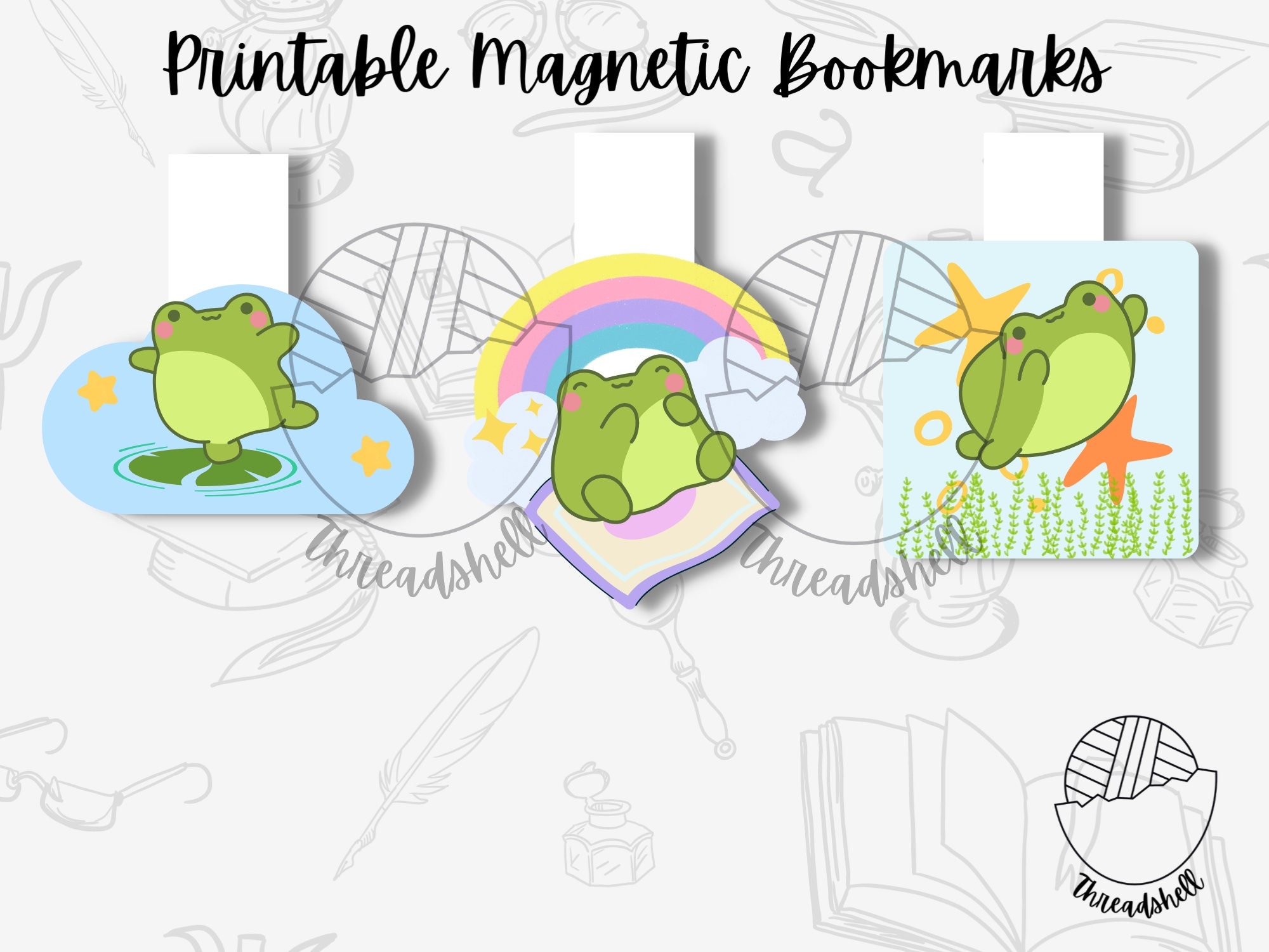 Printable Magnetic Bookmark - PNG - Cute Frog - Etsy