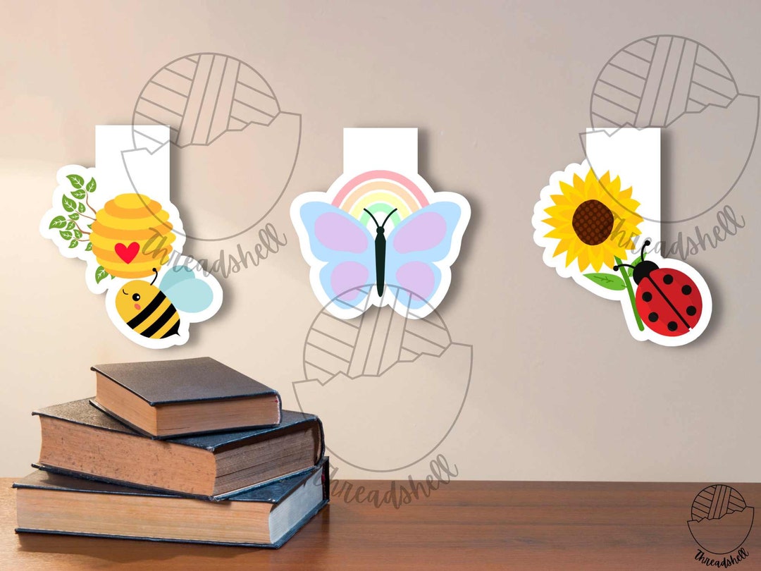 Printable Magnetic Bookmark - PNG - Ladybug - Bee - Butterfly - Etsy