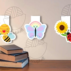 Printable Magnetic Bookmark - PNG - Ladybug - Bee - Butterfly - Etsy