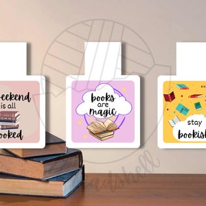 Segnalibro magnetico stampabile - PNG - Stay Bookish - Il fine settimana è prenotato - Libri magici
