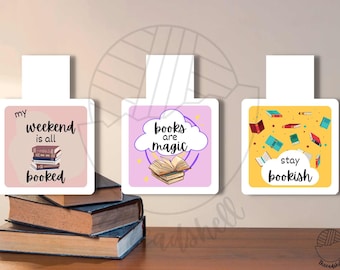 Printable Magnetic Bookmark - PNG - Stay Bookish - Weekend is Booked - Books Magic