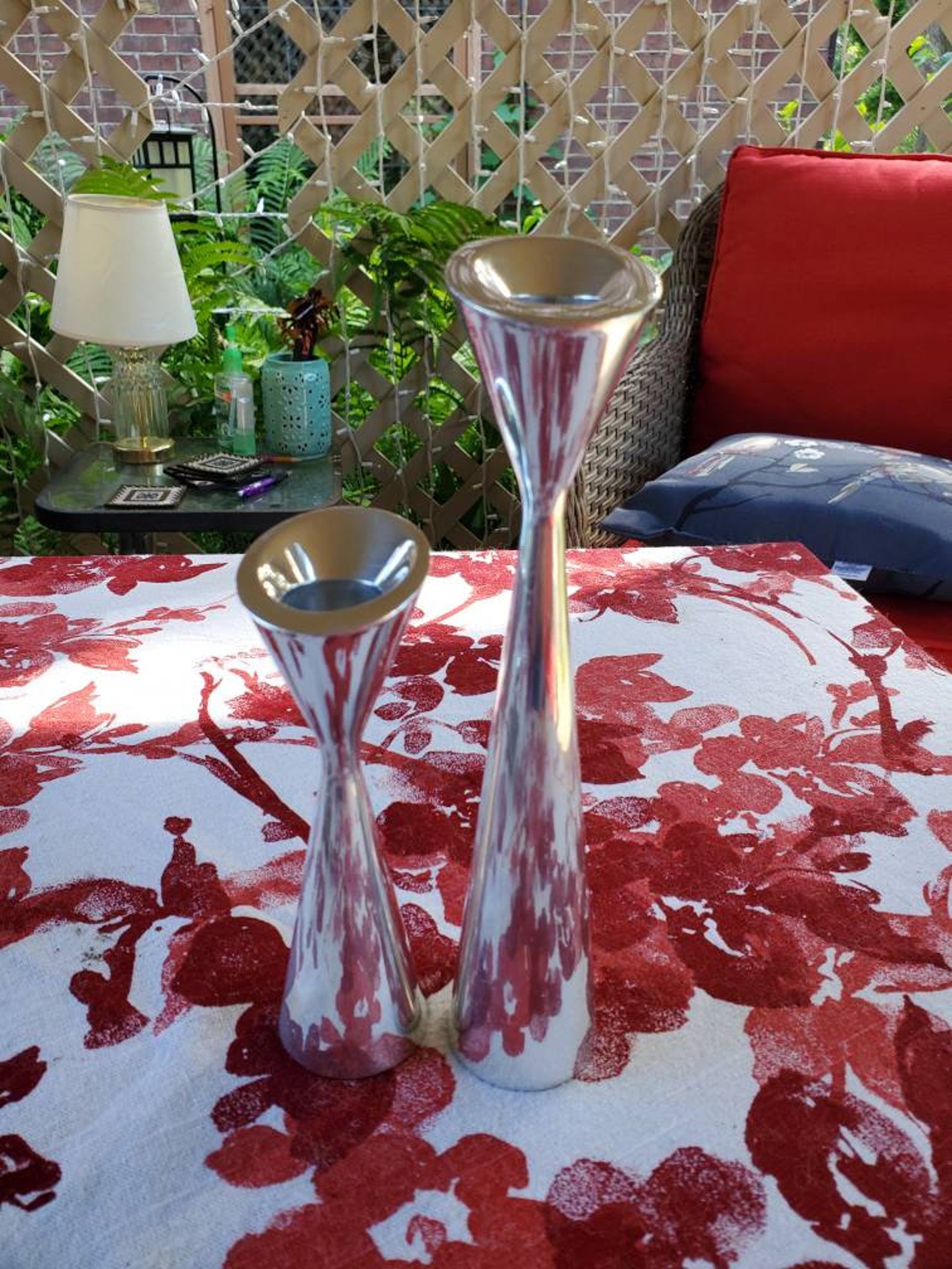 Nambé 2 piece studio candle holders Etsy