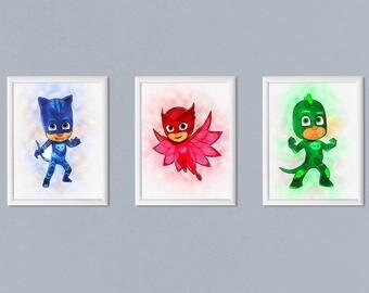 PJ Masks -Set of 3 art prints, digital downloads