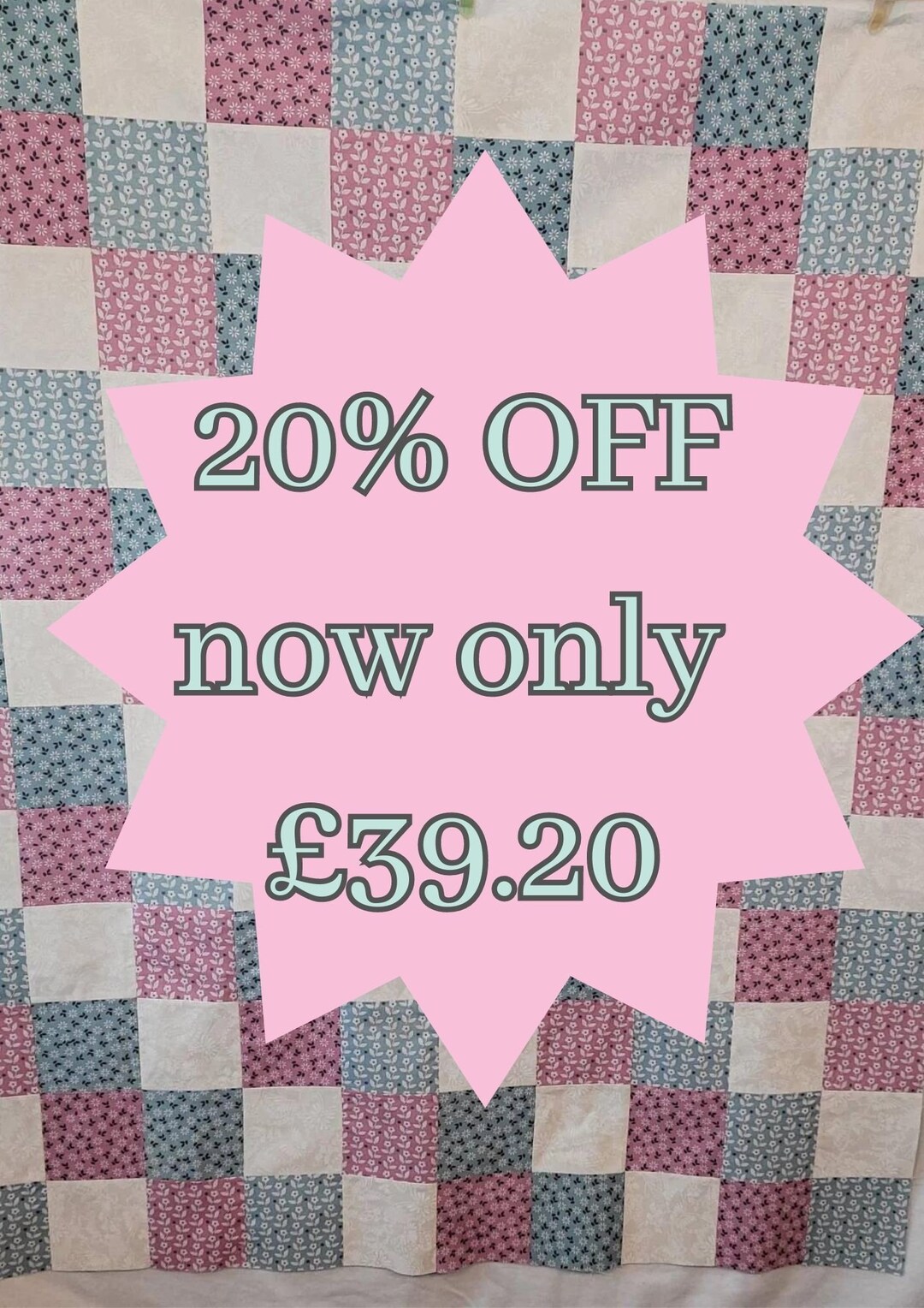 SALE...20 OFF Patchwork 6 Inch Square Fabric. 3 Coloured Unfinished