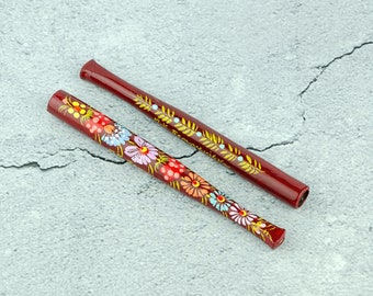 Female cigarette mouthpiece|Women's cigarette holder|Wood cigarette mouthpiece|Flower cigarette holder|Slim long cigarette holder|Petrykivka