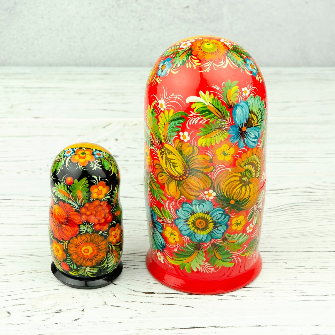Ukrainian nesting doll of 3 items handpainted by Petrykivka Etsy