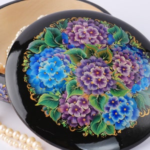Author's wooden box | Jewelry painted box | Valentine's day present for her| Decorative flower box " Hydrangea"|Ukrainian wooden jewelry box