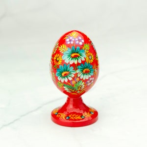 Petrikov Painting Wooden Easter Egg With Stand, Ukrainian Folk Art - Etsy