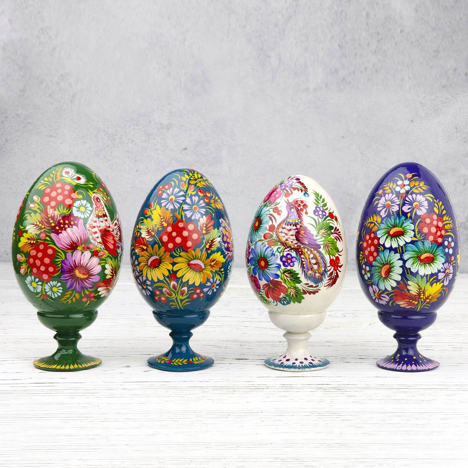 Wooden Painted Easter Eggs in the Style of Ukrainian Folk Art ...