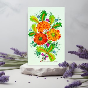 Mini quadro d'arte originale al 100% dell'autore - biglietto d'auguri/pittura su carta spessa, dipinta con guazzo artistico/pittura di Petrikov dell'artista