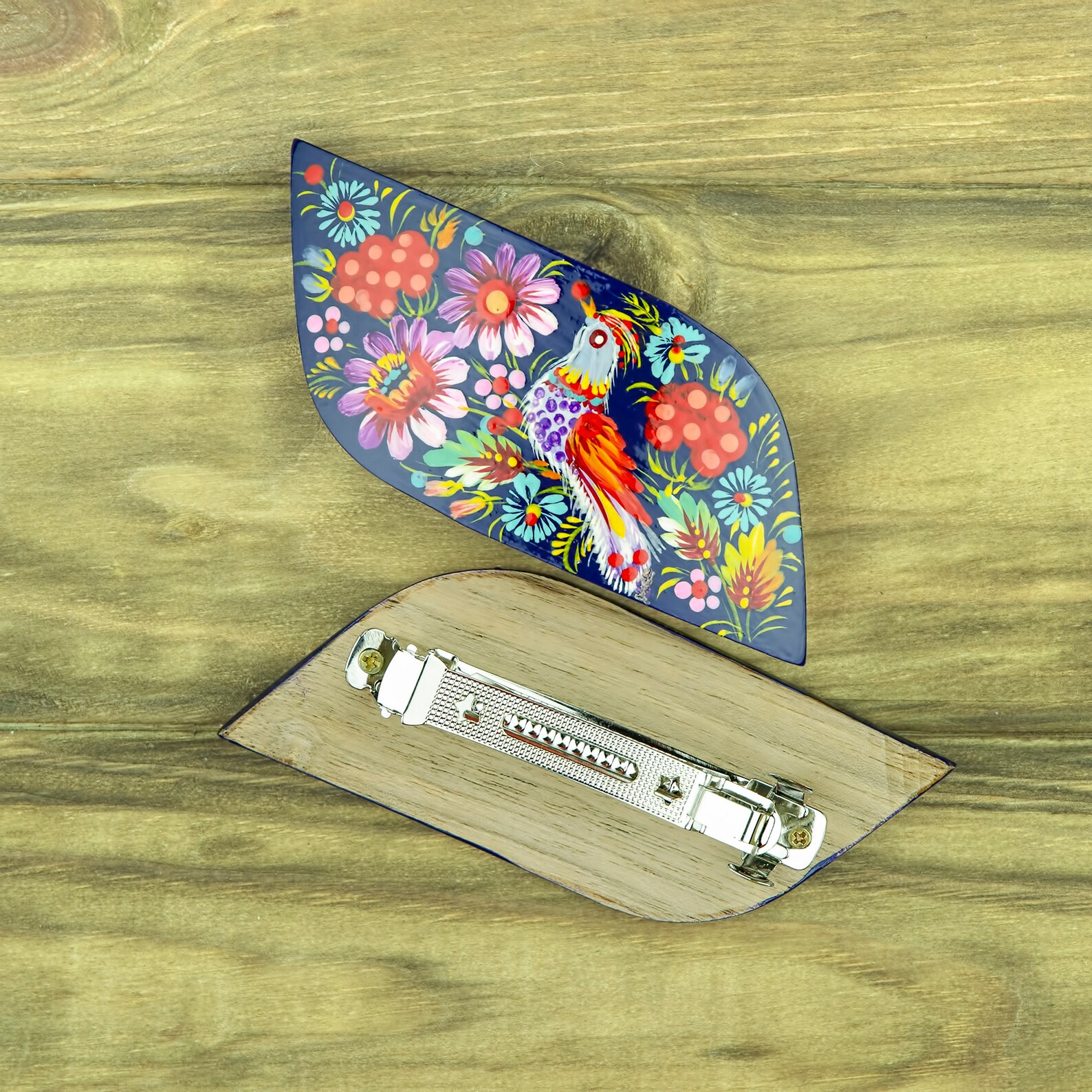 Wooden decorative hair clipHair accessoriesHand painted hair Etsy