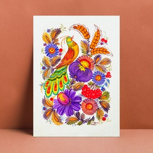 Mini quadro d'arte originale al 100% dell'autore - biglietto d'auguri/pittura su carta spessa, dipinta con guazzo artistico/pittura di Petrikov dell'artista