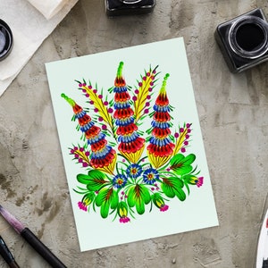 花の中の鳳凰|ロマンティックな絵|ウクライナの芸術家のオリジナル作品|グリーティング カードのペトリコフ絵画|ウクライナのマレフカ