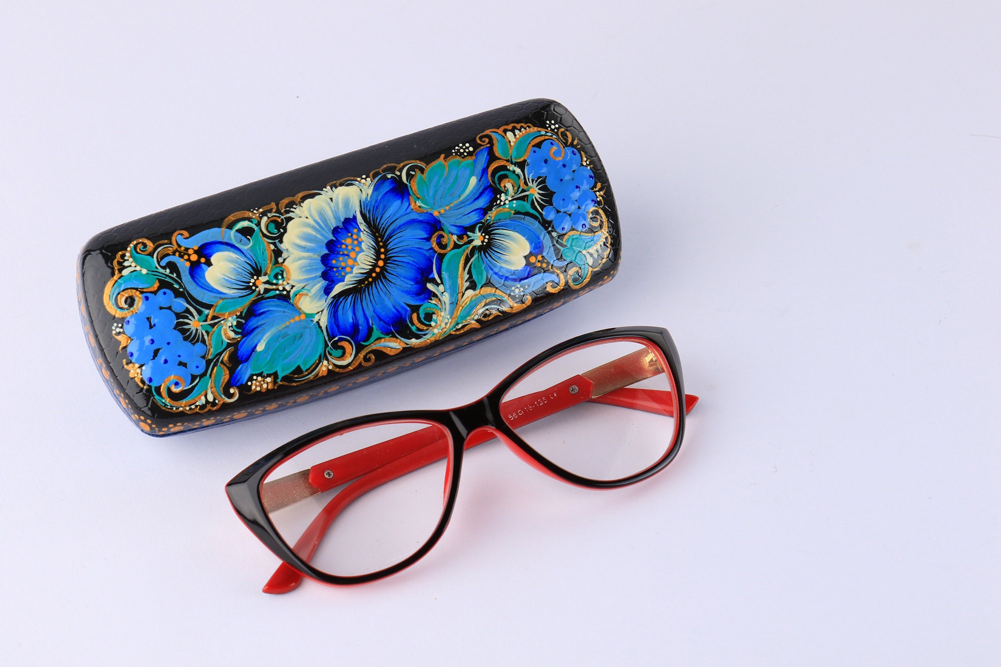 Floralpainted metal glasses case Hard case for Etsy