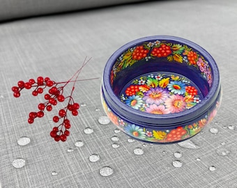 Hand-Painted Petrykivka Floral Bowl–Traditional Ukrainian Folk Art–Vibrant Decorative Wood Dish–Unique Gift or Home Decor-Ukrainian souvenir
