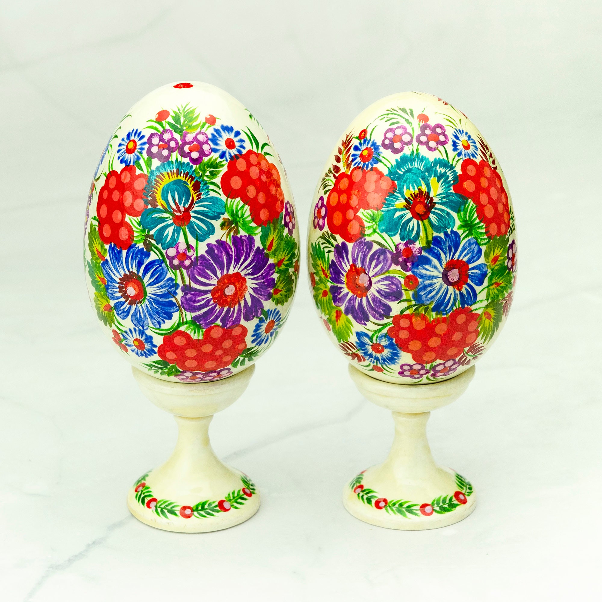 Wooden Painted Easter Eggs in the Style of Ukrainian Folk Art ...