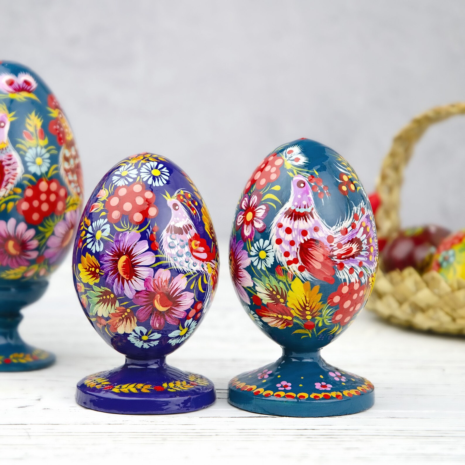 Petrikov Painting Wooden Easter Egg With Stand, Ukrainian Folk Art - Etsy