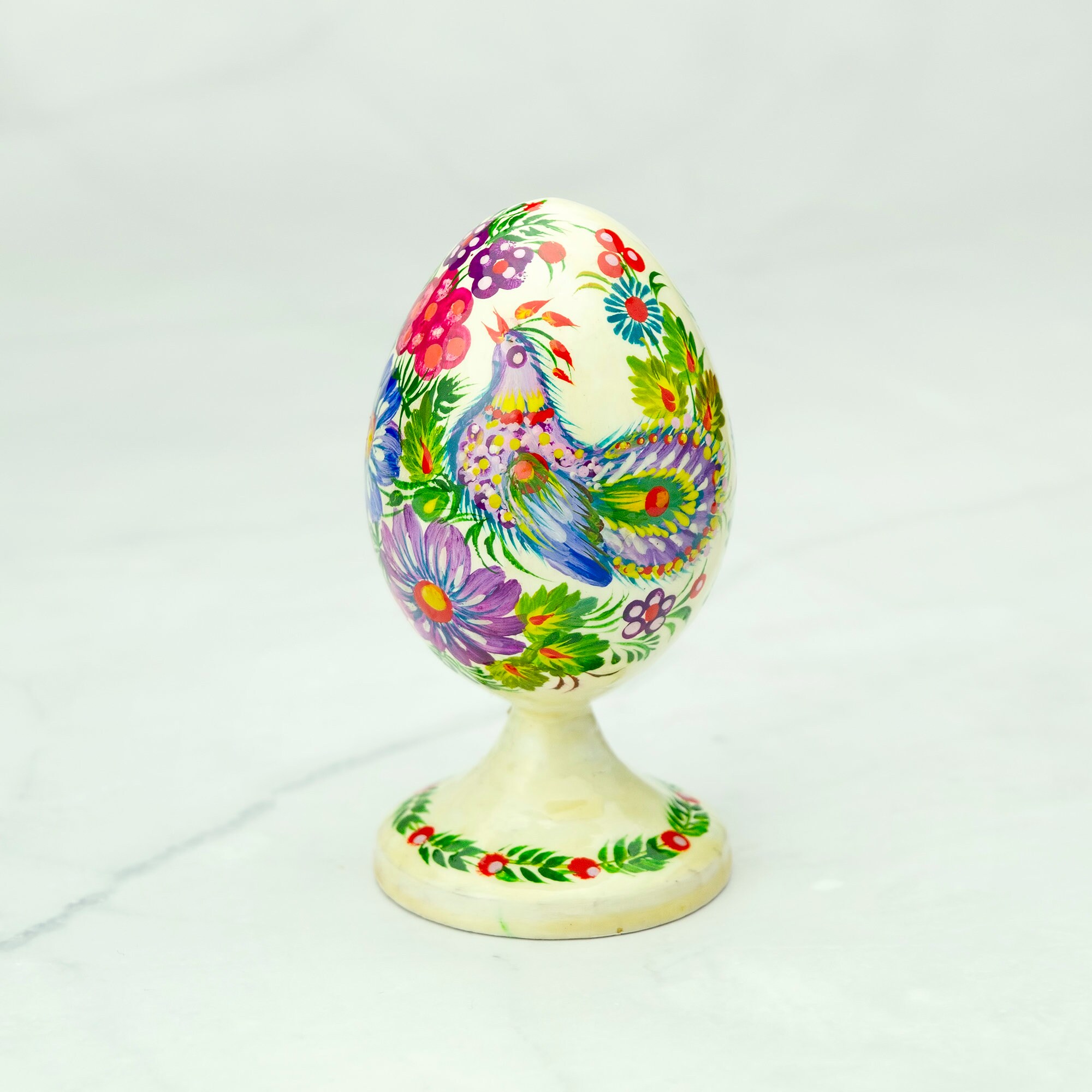 Petrikov Painting Wooden Easter Egg With Stand, Ukrainian Folk Art - Etsy