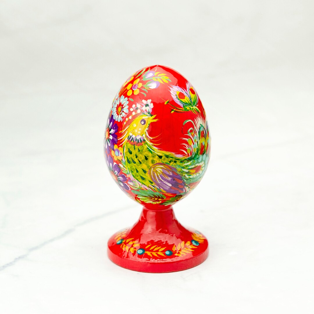 Petrikov Painting Wooden Easter Egg With Stand, Ukrainian Folk Art - Etsy
