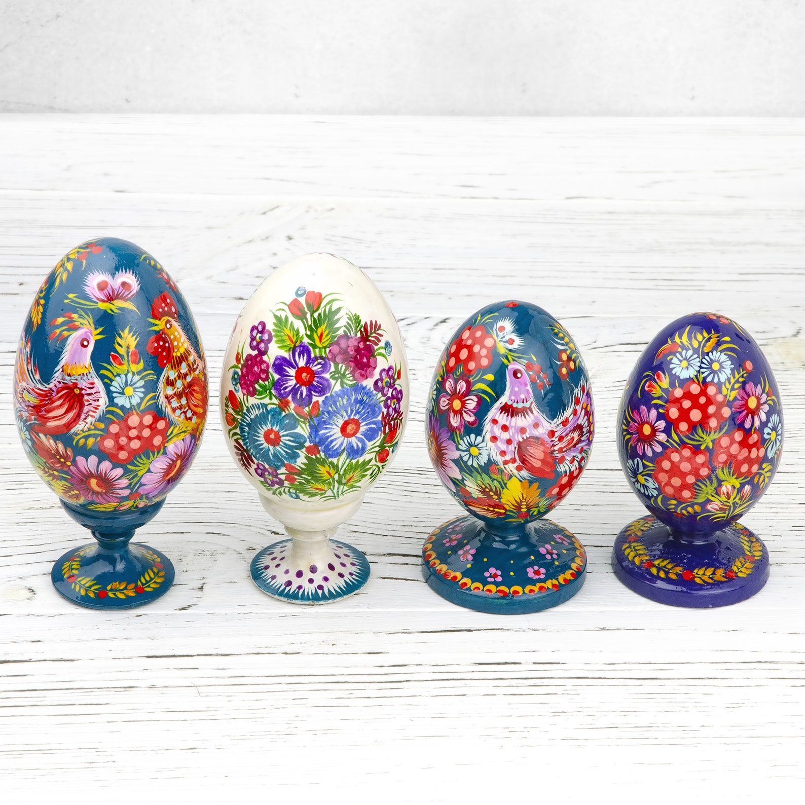 Petrikov Painting Wooden Easter Egg With Stand, Ukrainian Folk Art - Etsy