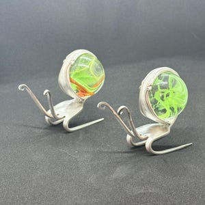 Glass Marble and Silverplated Fork Snails