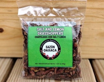 Chapulines Con Sal y Limon Salt and Lemon Grasshoppers (grasshoppers) - Gourmet edible insects from Oaxaca Mex.