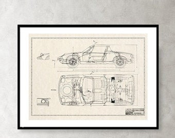 Classic Porsche 914 Blueprint Art Print - Etsy