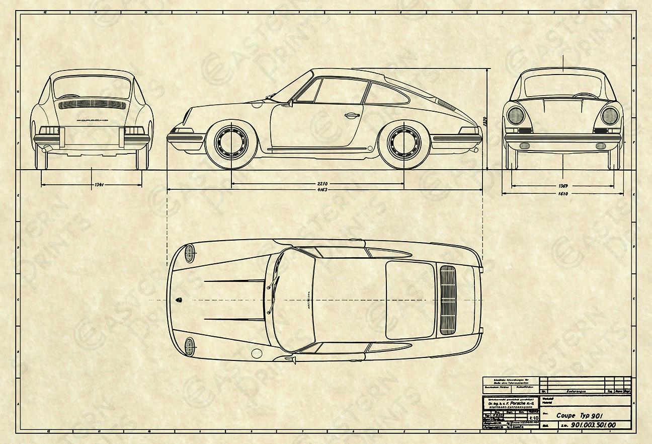 Vintage Porsche 901/911 SWB Blueprint - Etsy