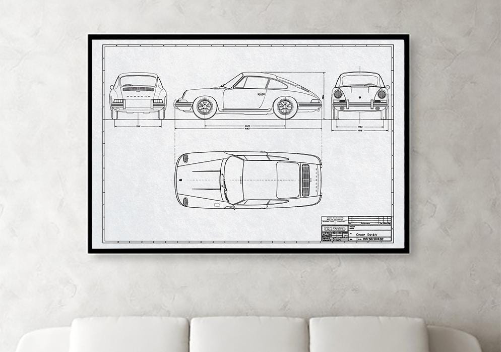 ヴィンテージ ポルシェ 911 の設計図 - Etsy 日本